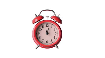 Transparent Rise and Shine: Red Alarm Clock Up View - Captivating Stock Image for Sale. Transparent background