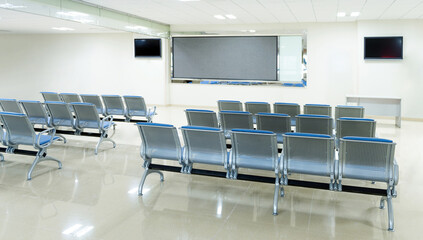 Hospital waiting room with group of chairs