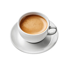 Coffee in a White Cup with Saucer on Isolated Background - Aromatic and Invigorating Beverage for Refreshing Moments of Relaxation