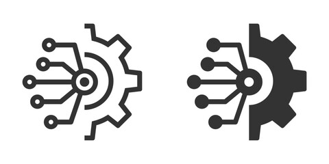 Gear smart ai icon on a white background. Vector illustration.