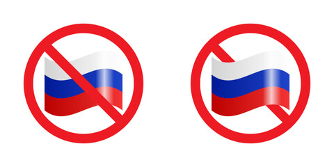 Russian flag ban sign. Vector illustration.