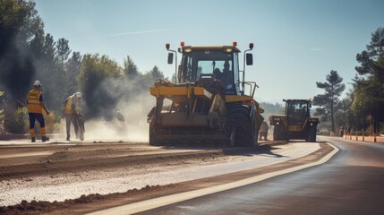 Road surface repair. Construction of a new road.