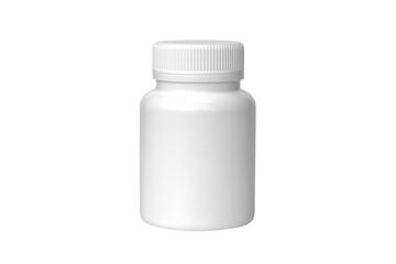 Template of white plastic bottle with screw cap for medicine, pills, tabs. Packaging collection.