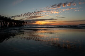 Pismo Beach at scenic sunset in California, USA