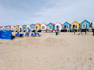 colorful huts at the beach