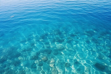 Fototapeta na wymiar Calm Clear Blue Sea Water Background - Blue Azure Sea Water Texture, Created with Generative AI Tools