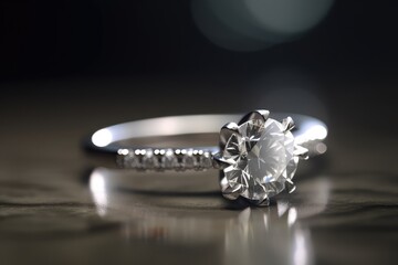 realistic platinum anniversary ring photography with royal gemstone generative ai