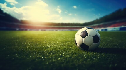 Fototapeta premium soccer ball on grass