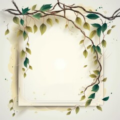 tropical vine blank frame background with roots branches design generative ai