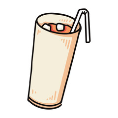 glass of cola with ice food illustration