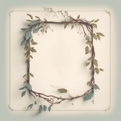 tropical vine blank frame background with roots branches design generative ai