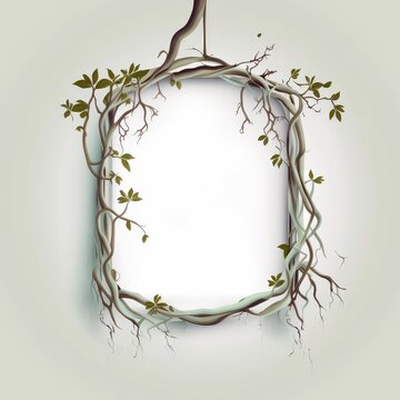 decorative wooden roots empty frame backdrop with leaves generative ai