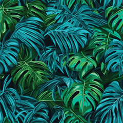 Naklejka na ściany i meble Seamless Colorful Monstera Pattern. Seamless pattern of Monstera in colorful style. Add color to your digital project with our pattern!