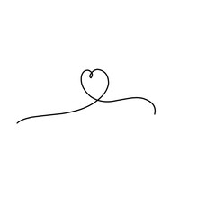 One continuous line drawing heart with love sign