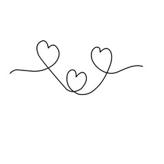 One continuous line drawing heart with love sign