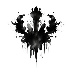 Black Rorschach inkblot with interesting shape on a white background.  