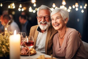 senior couple having romantic date to celebrate birthday