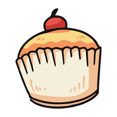 cake with a cherry food illustration