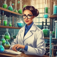 Medical researcher woman making chemical test