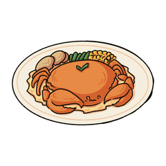 crab dish seafood famous food illustration