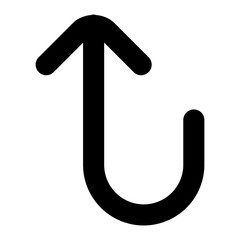 vertical upward turn arrow icon