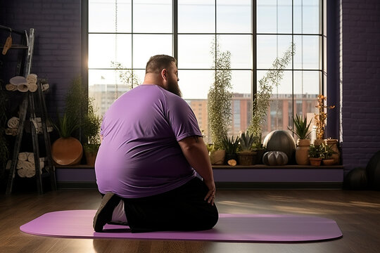  Chico obeso haciendo yoga