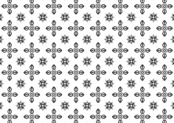Pattern Floral and Geometric Elements. Seamless Floral Ethnic Pattern. Arabic Indian Motifs Abstract Floral Ornament Thin Line. Vector Wallpaper Background Fabric Paper Black and White Graphic Design