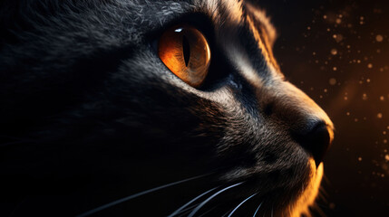 A cat portrait dark tone