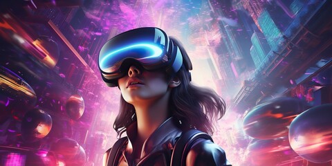 Fototapeta na wymiar AI Generated. AI Generative. VR Virtual Reality headset glasses mask. Future innovation technology. Graphic Art