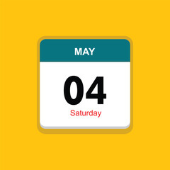 saturday 04 may icon with yellow background, calender icon