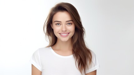 Fototapeta premium Beauty portrait of young woman in studio. Generative Ai.