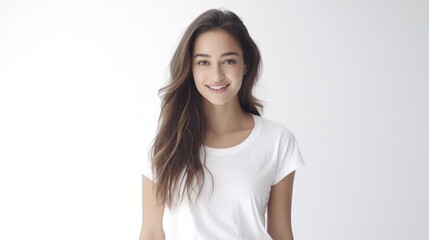 Beauty portrait of young woman in studio. Generative Ai.