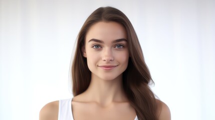 Beauty portrait of young woman in studio. Generative Ai.