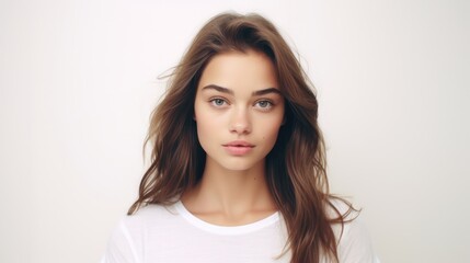 Fototapeta premium Beauty portrait of young woman in studio. Generative Ai.
