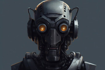 Naklejka premium Sinister Robot in a Futuristic Noir Setting