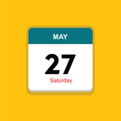 saturday 27 may icon with yellow background, calender icon
