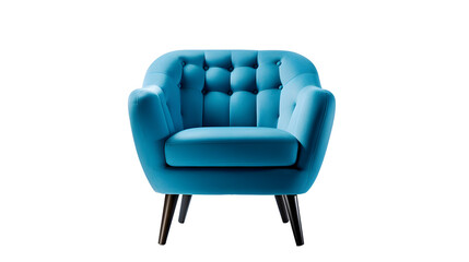 Elevate Your Space: Stylish Blue Chair, Front View, Transparent Background - A Must-Have - Generative AI
