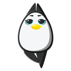  Sports penguin does yoga and fitness.