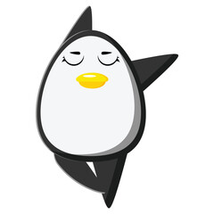  Sports penguin does yoga and fitness.