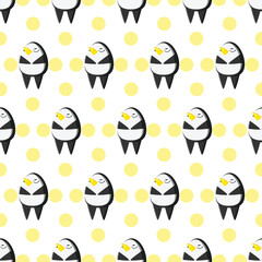 Cute penguins seamless pattern. Vector illustration in cartoon childish style.
