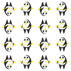 Cute penguins seamless pattern. Vector illustration in cartoon childish style.