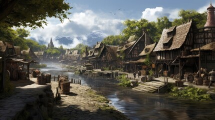 Fantasy RPG Village Game Artwork