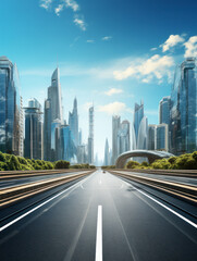 empty road with city background.