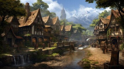 Fantasy RPG Village Game Artwork