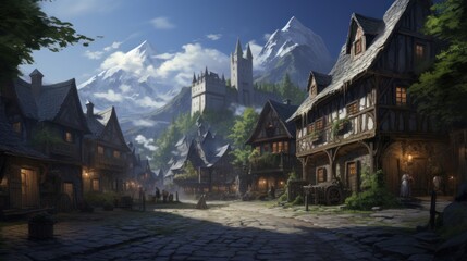 Fantasy RPG Village Game Artwork