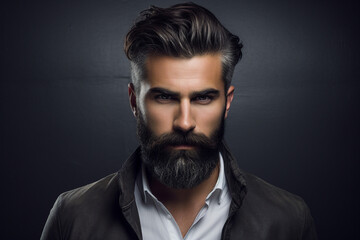 Fototapeta premium Generative ai collage portrait of elegant man model in stylish trend suit standing looking in camera