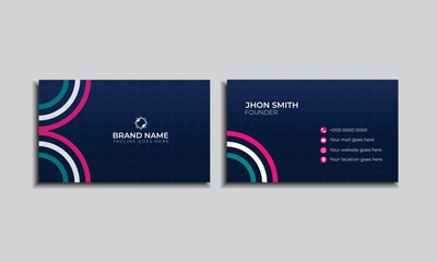 trendy name card Minimal Design Fresh Design Visiting Card White and blue Card Simple Design Vector Card Design Template Business Card