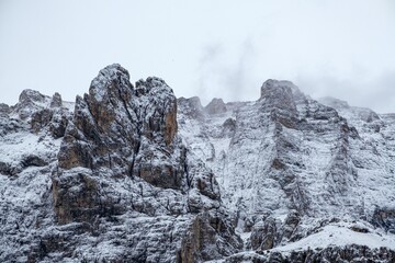 Close-up shot of  Sasso Lungo mountain in Italy