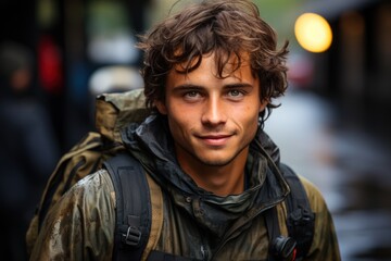 A happy young soldier returning home from the army