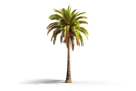Abstract elegance. Single closeup of beautiful palm tree on white background isolated. Natural beauty
